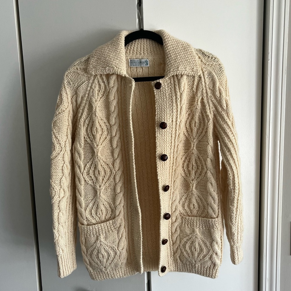 The Scotch House Cream Cable Knit Cardigan